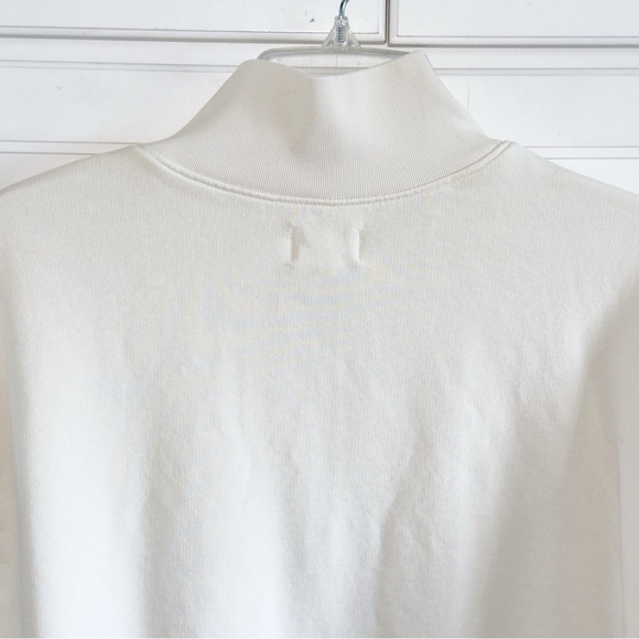 Mate The Label Organic Cotton Fleece Quarter Zip Sweatshirt Cream Pullover Med - Picture 13 of 16